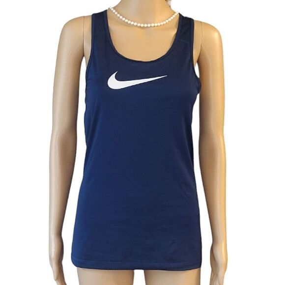 Nike Women’s Size Medium Dri-Fit Stretchy Dark Blue Running Tank Top - Picture 1 of 8